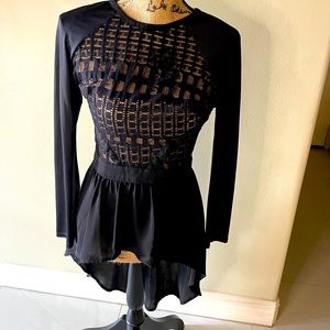 Bebe black lace zip up blouse